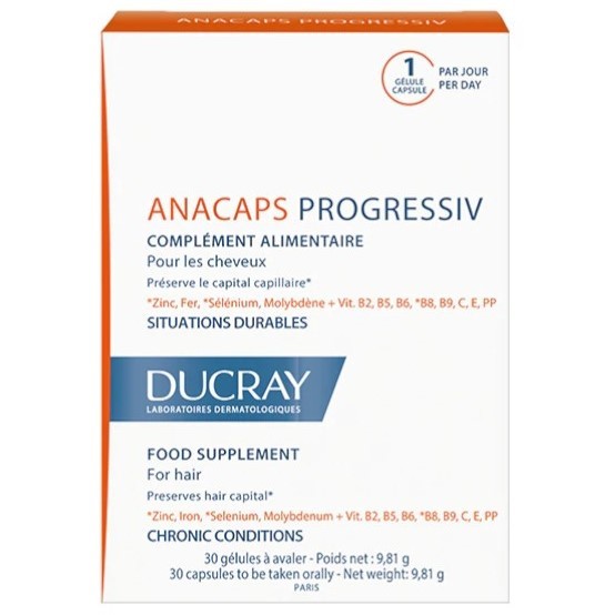 Ducray - Anacaps progressiv food supplement for chronic hair loss 30 capsules