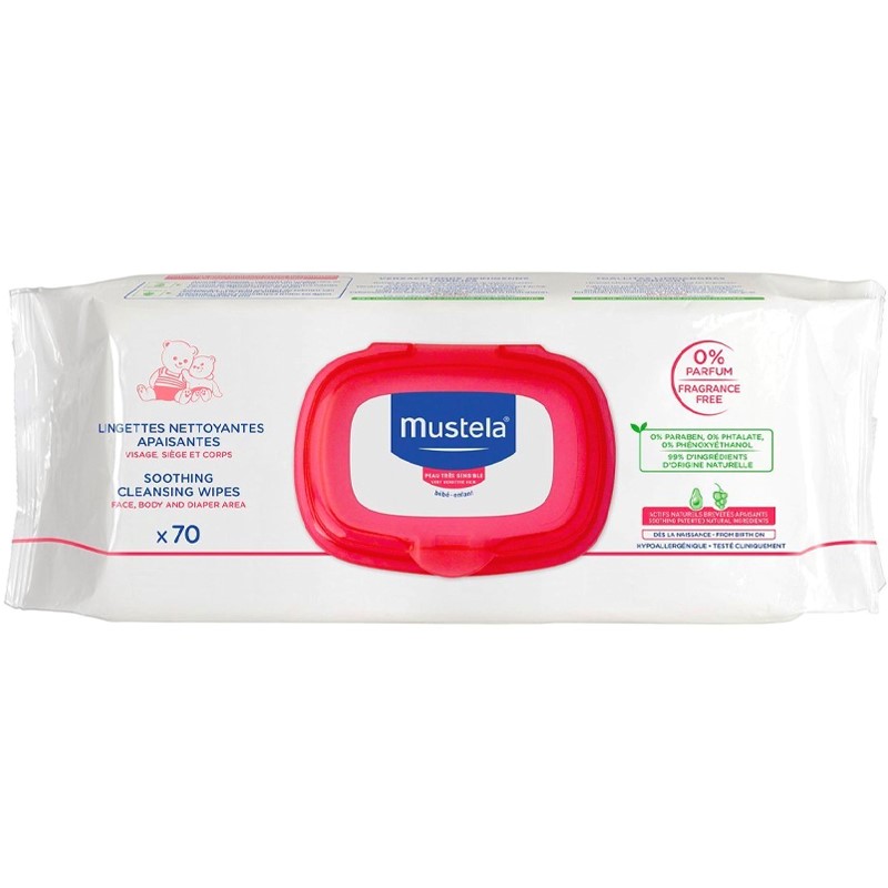 Mustela - Cleansing wipes without perfume 70 units